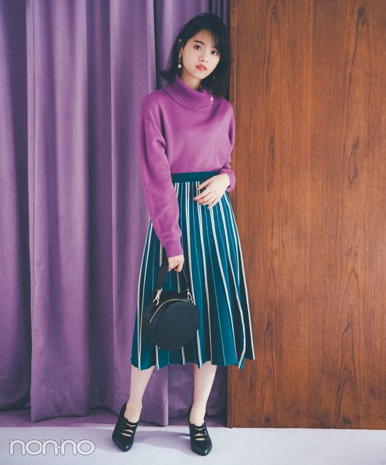 直條紋裙子 　裙子穿搭